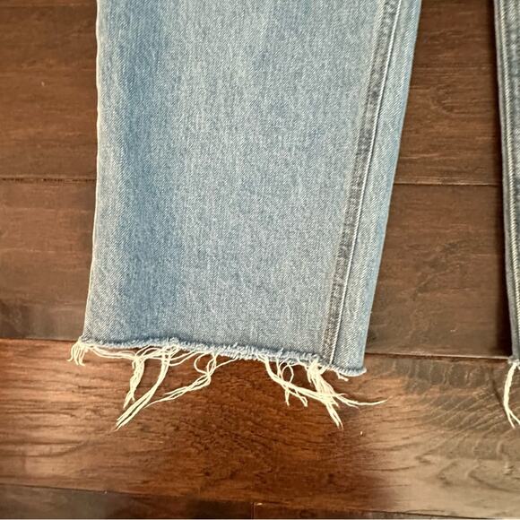 Frank & Eileen Monaghan High Waist Straight Leg Raw Hem Mom Blue Jeans 30 - Picture 13 of 16